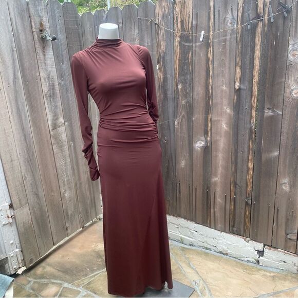 Zara Long Sleeve Mock Neck draped Bodycon Dress XS - Picture 8 of 13